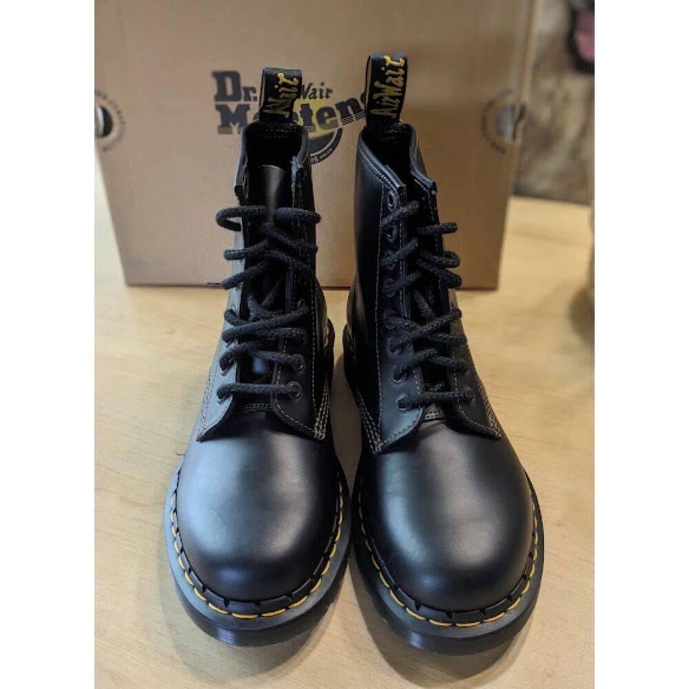 Dr. Martens 1460 Black + Brown Abruzzo WP Leather Lace Up Combat Boots UK 6 NIB - Picture 5 of 14